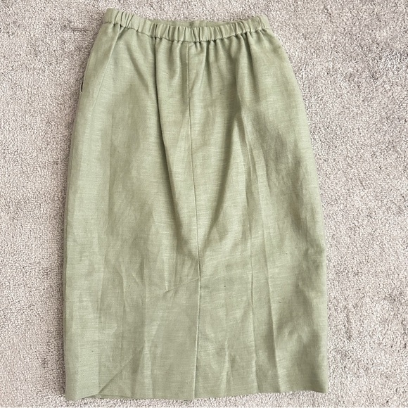 Vintage Brownstone Studio Sage Linen Skirt – Size 10 With 2 Sides Pockets - Picture 3 of 6
